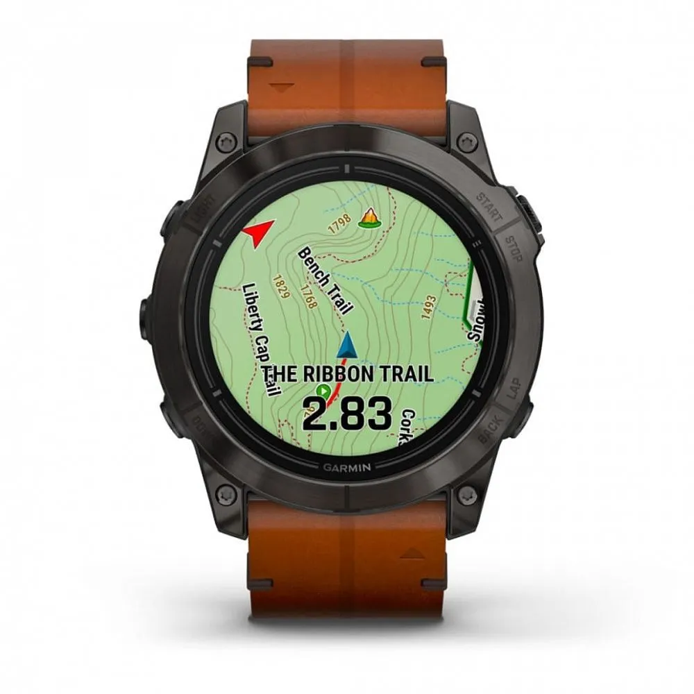 Часы Garmin Epix Pro (Gen 2) Sapphire Edition 51 mm Carbon Gray DLC Titanium Chestnut Leather Band