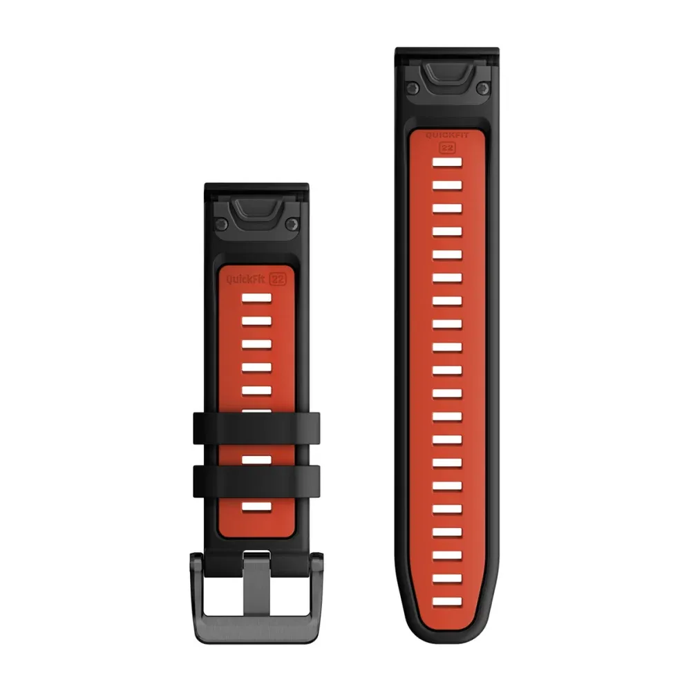 Ремешок Garmin Quickfit 22 Watch Band Black/Flame Red Silicone