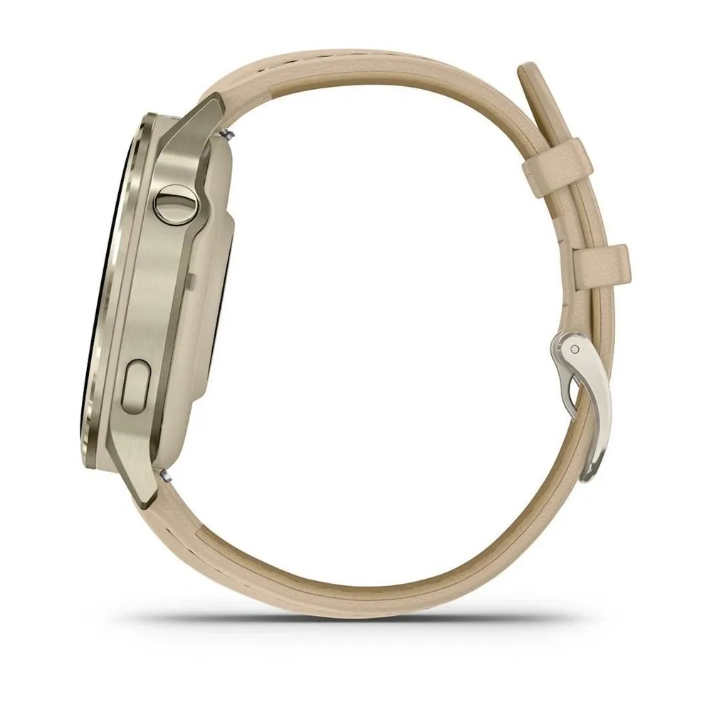 Часы Garmin Venu 4 - 41mm Lunar Gold / Bone Silicone / Light Sand Leather Band
