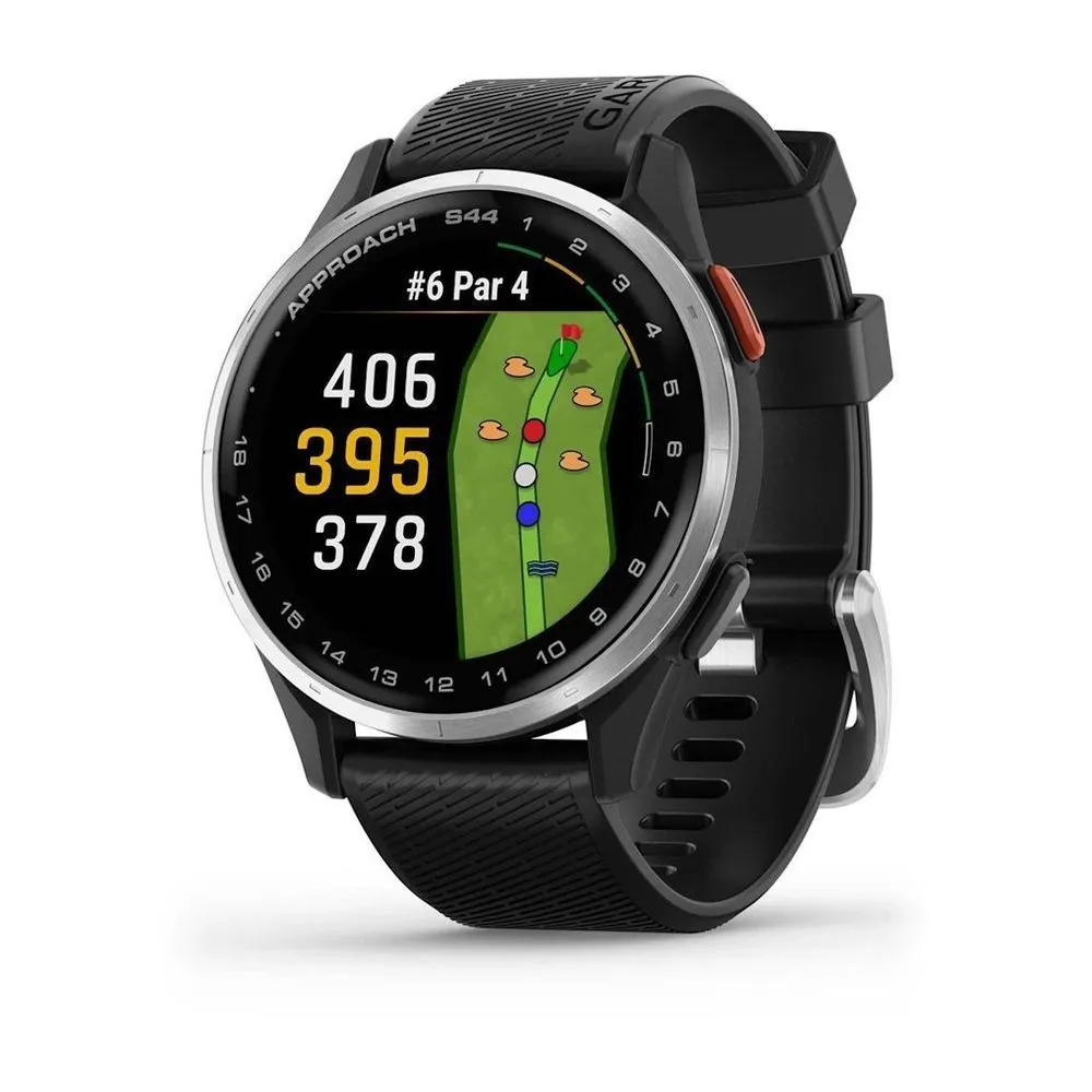 Часы Garmin Approach S44 Silver / Black Silicone Band
