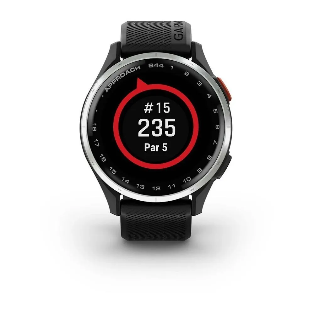 Часы Garmin Approach S44 Silver / Black Silicone Band