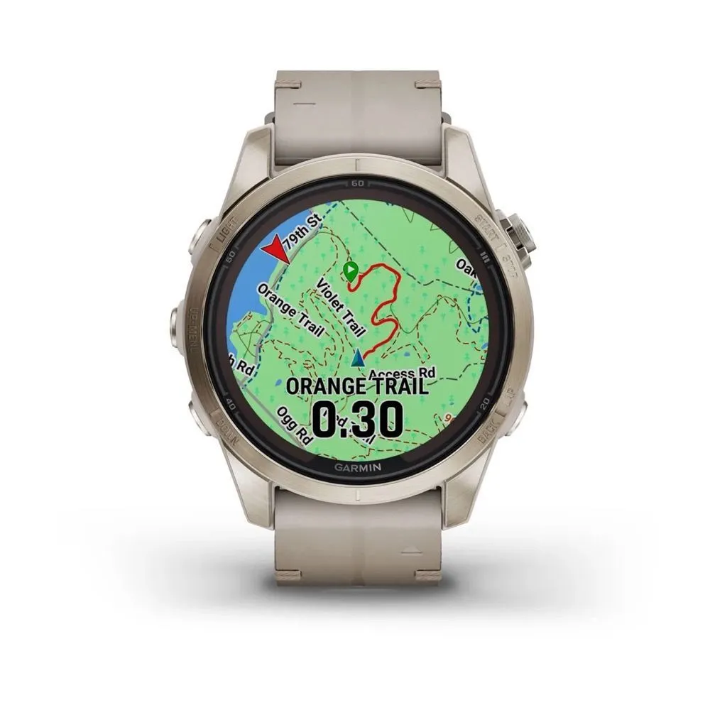 Часы Garmin Fenix 7S Pro - Sapphire Solar Soft Gold Limestone Leather Band