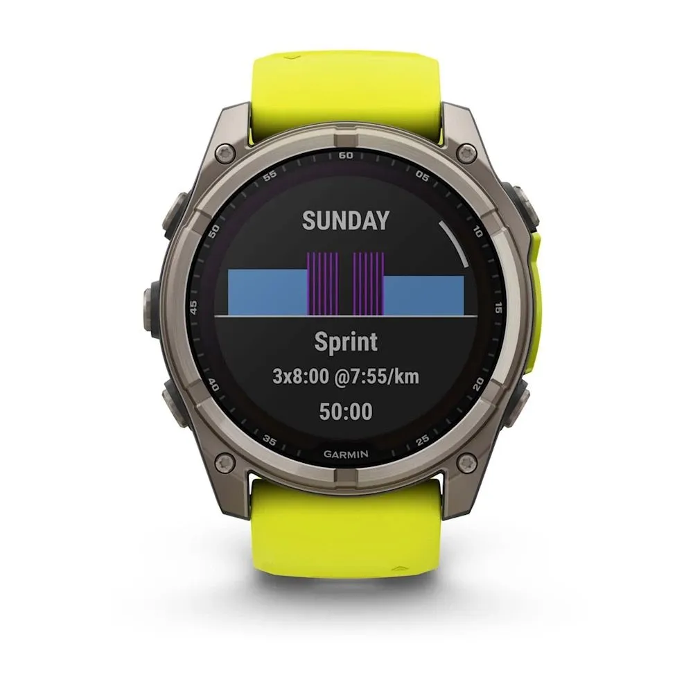 Часы Garmin Fenix 8 - 51 mm Solar Sapphire Titanium Amp Yellow / Graphite