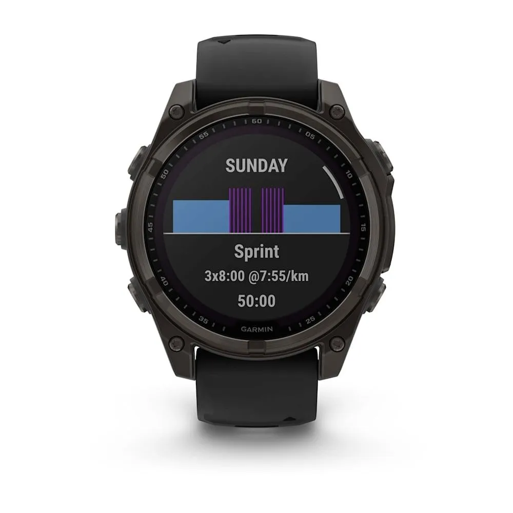 Часы Garmin Fenix 8 - 47 mm Solar Sapphire Carbon Gray DLC Titanium Black / Pebble Gray