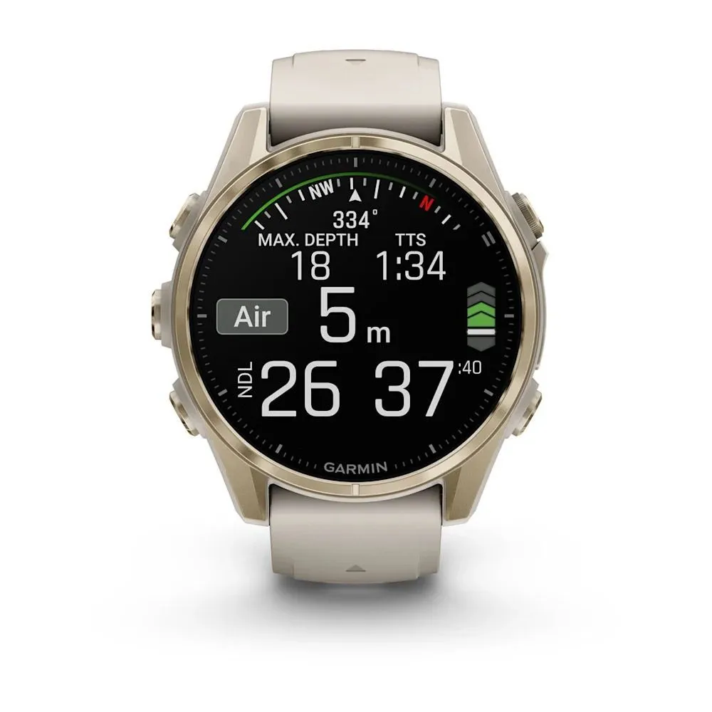 Часы Garmin Fenix 8 - 43 mm AMOLED Sapphire Soft Gold Fog Gray / Dark Sandstone