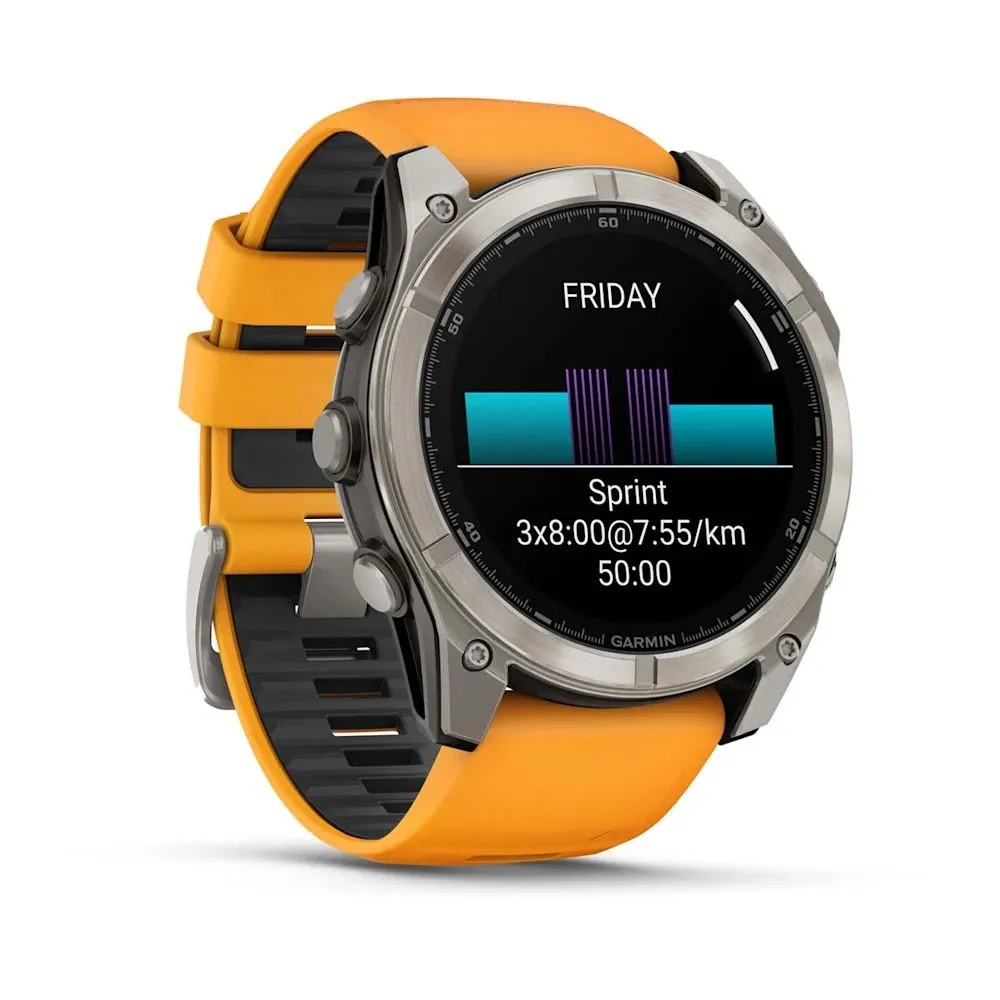 Часы Garmin Fenix 8 - 51 mm AMOLED Sapphire Titanium Spark Orange / Graphite