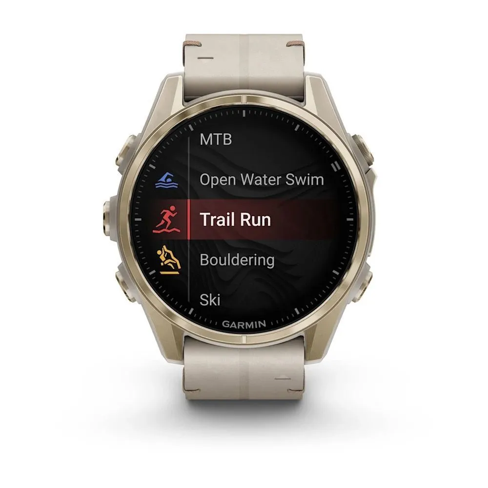 Часы Garmin Fenix 8 - 43 mm AMOLED Sapphire Soft Gold / Limestone Leather Band