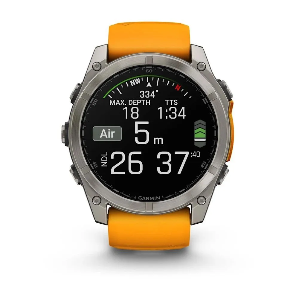 Часы Garmin Fenix 8 - 51 mm AMOLED Sapphire Titanium Spark Orange / Graphite