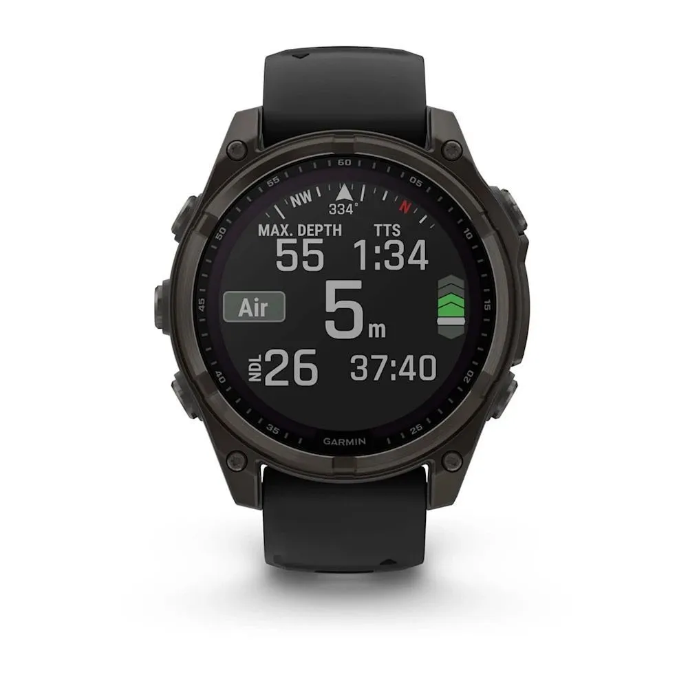 Часы Garmin Fenix 8 - 47 mm Solar Sapphire Carbon Gray DLC Titanium Black / Pebble Gray