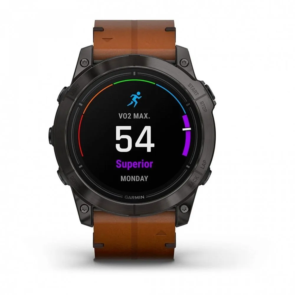 Часы Garmin Epix Pro (Gen 2) Sapphire Edition 51 mm Carbon Gray DLC Titanium Chestnut Leather Band