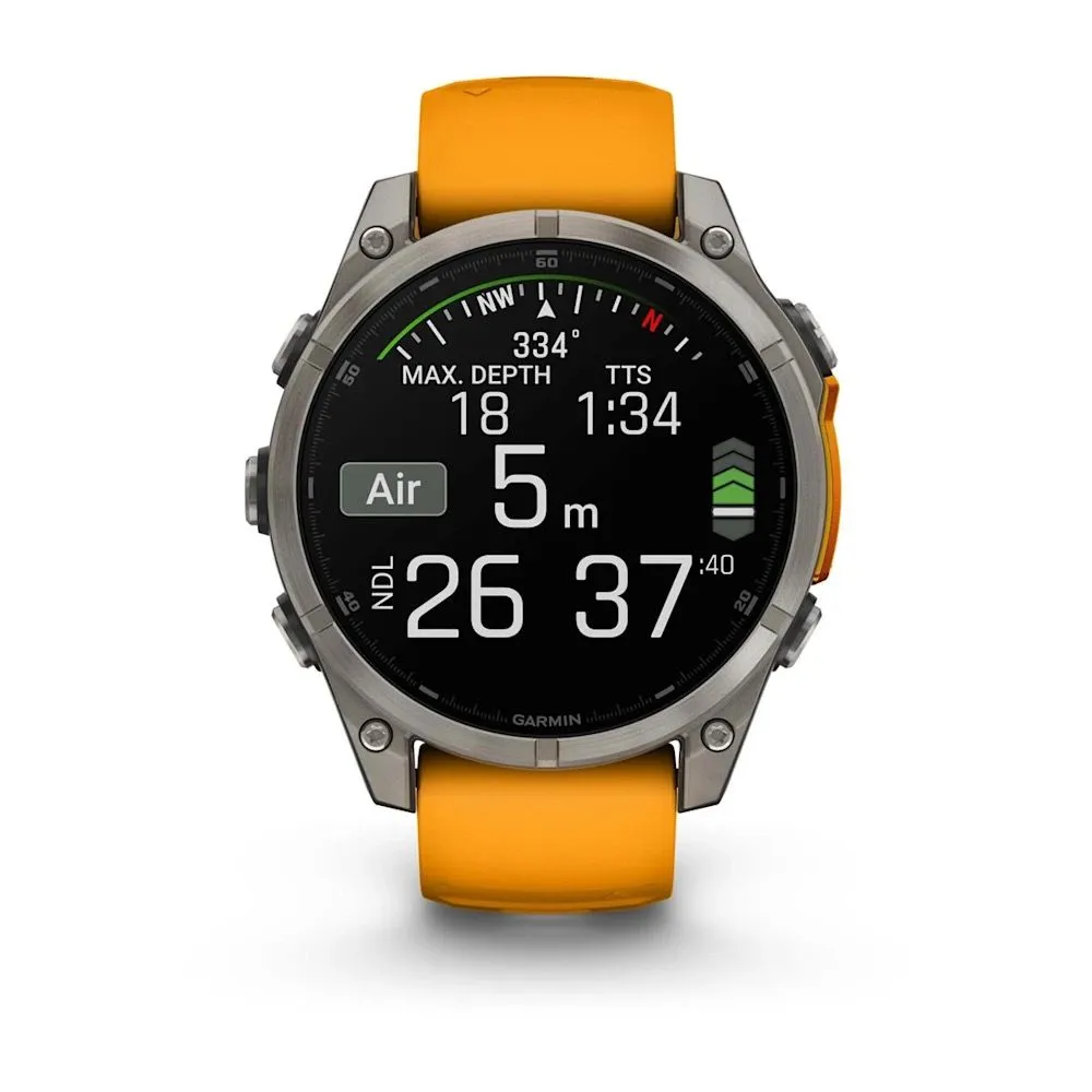 Часы Garmin Fenix 8 - 47 mm AMOLED Sapphire Titanium Spark Orange / Graphite