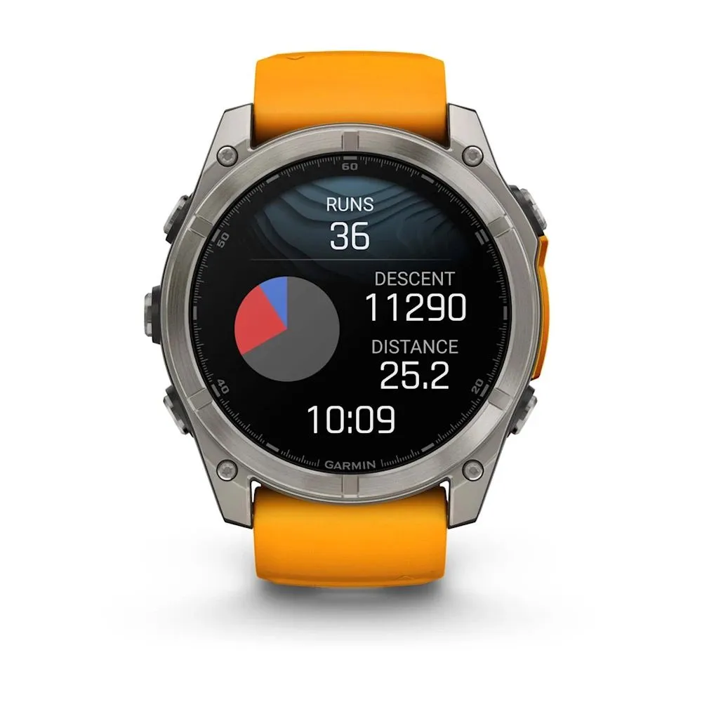 Часы Garmin Fenix 8 - 51 mm AMOLED Sapphire Titanium Spark Orange / Graphite
