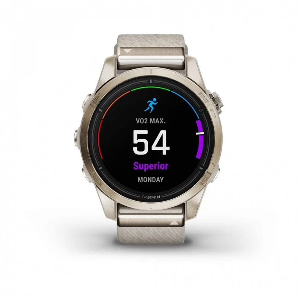 Часы Garmin Epix Pro (Gen 2) Sapphire Edition 42 mm Soft Gold Cream Heathered Nylon Band