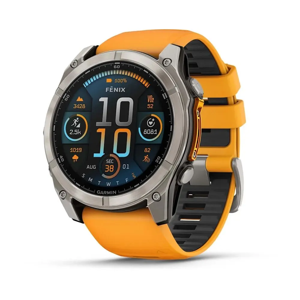 Часы Garmin Fenix 8 - 51 mm AMOLED Sapphire Titanium Spark Orange / Graphite
