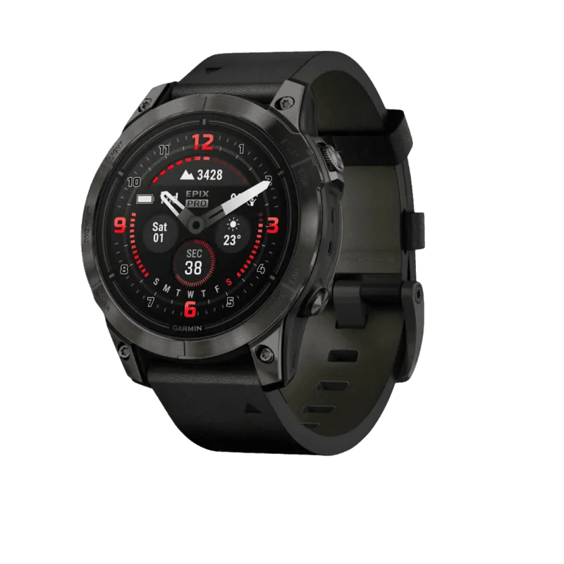 Часы Garmin Epix Pro (Gen 2) Sapphire Edition 47 mm Carbon Gray DLC Titanium Black Leather Band