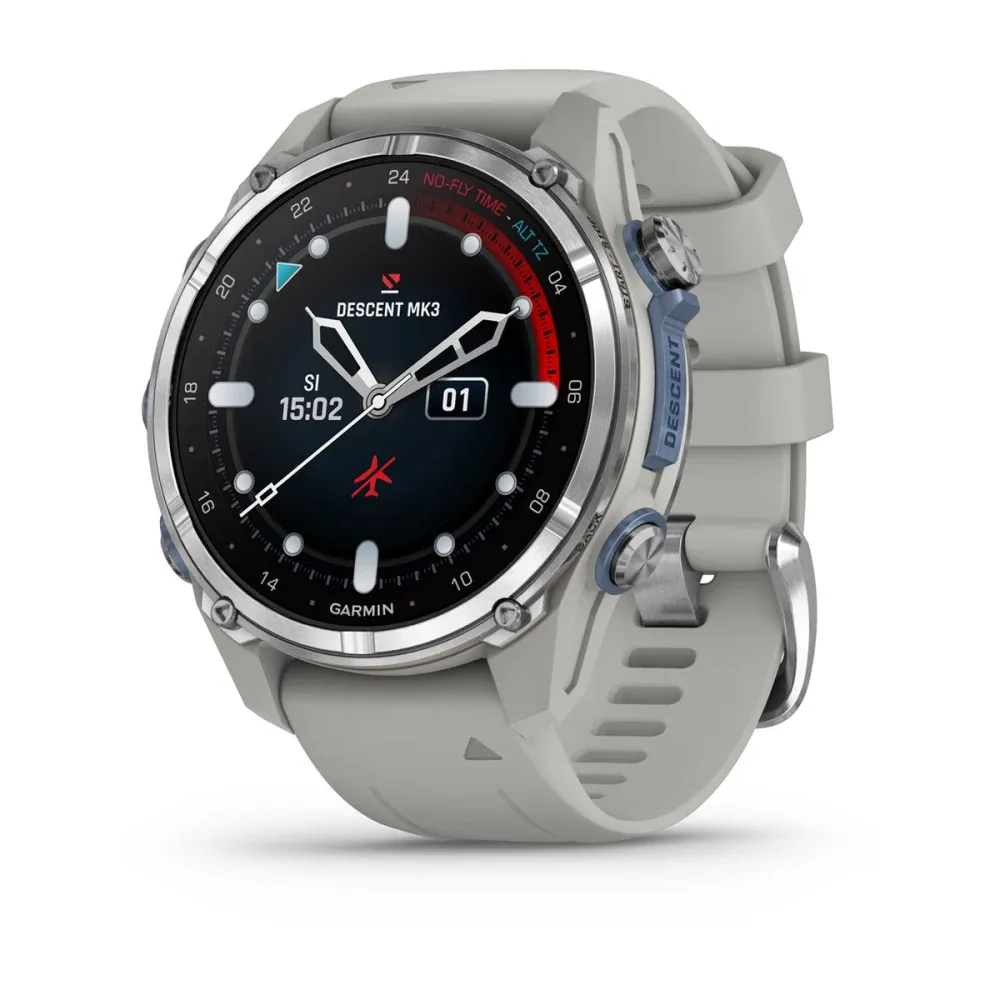 Часы Garmin Descent Mk3 - 43 mm Stainless Steel / Fog Gray Silicone Band