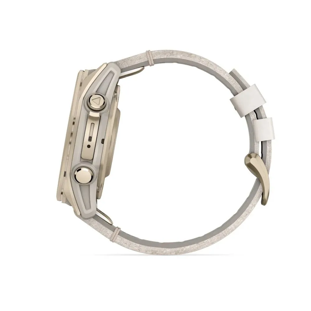 Часы Garmin Fenix 8 - 43 mm AMOLED Sapphire Soft Gold / Limestone Leather Band