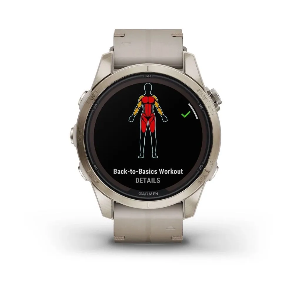 Часы Garmin Fenix 7S Pro - Sapphire Solar Soft Gold Limestone Leather Band
