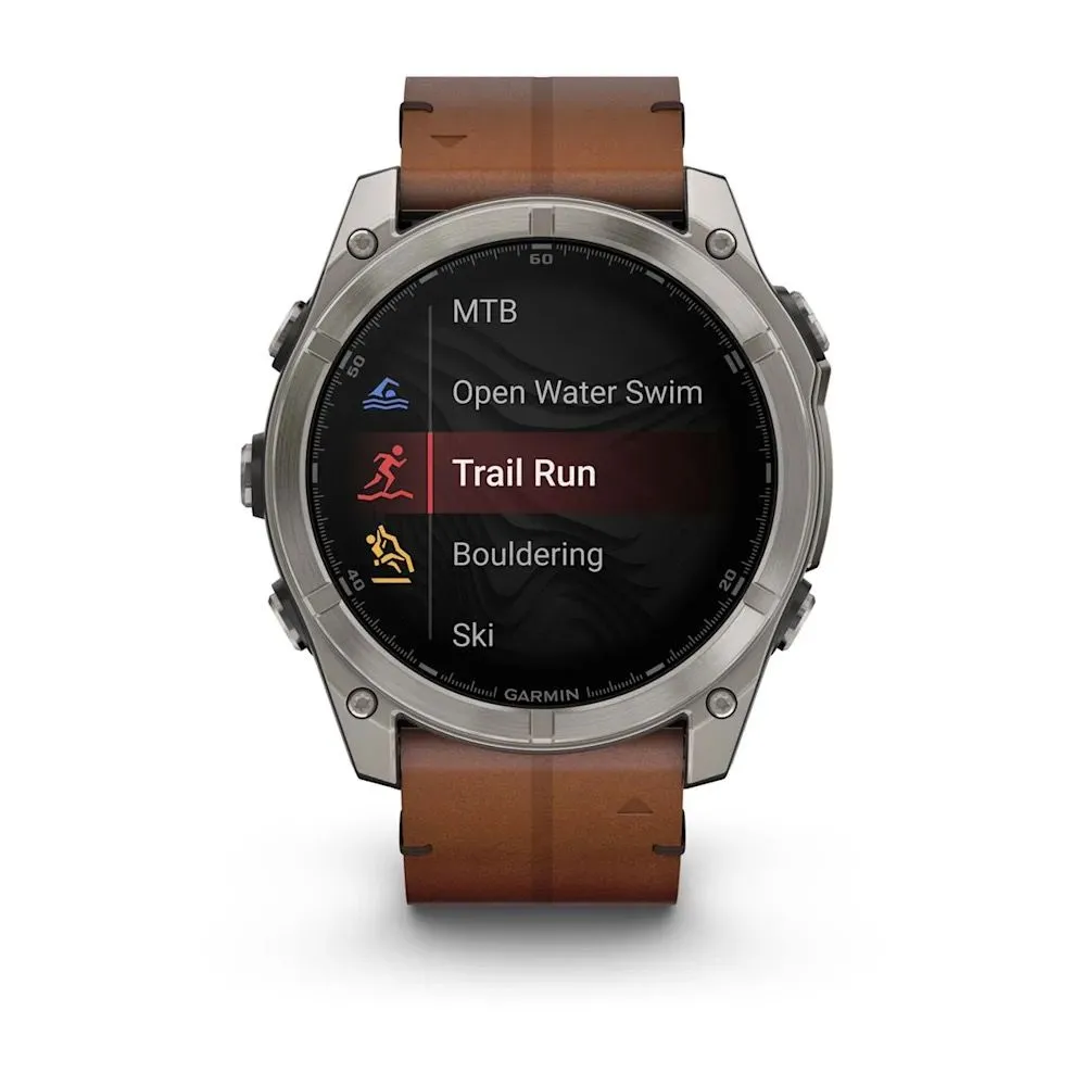 Часы Garmin Fenix 8 - 51 mm AMOLED Sapphire Titanium / Chestnut Leather Band