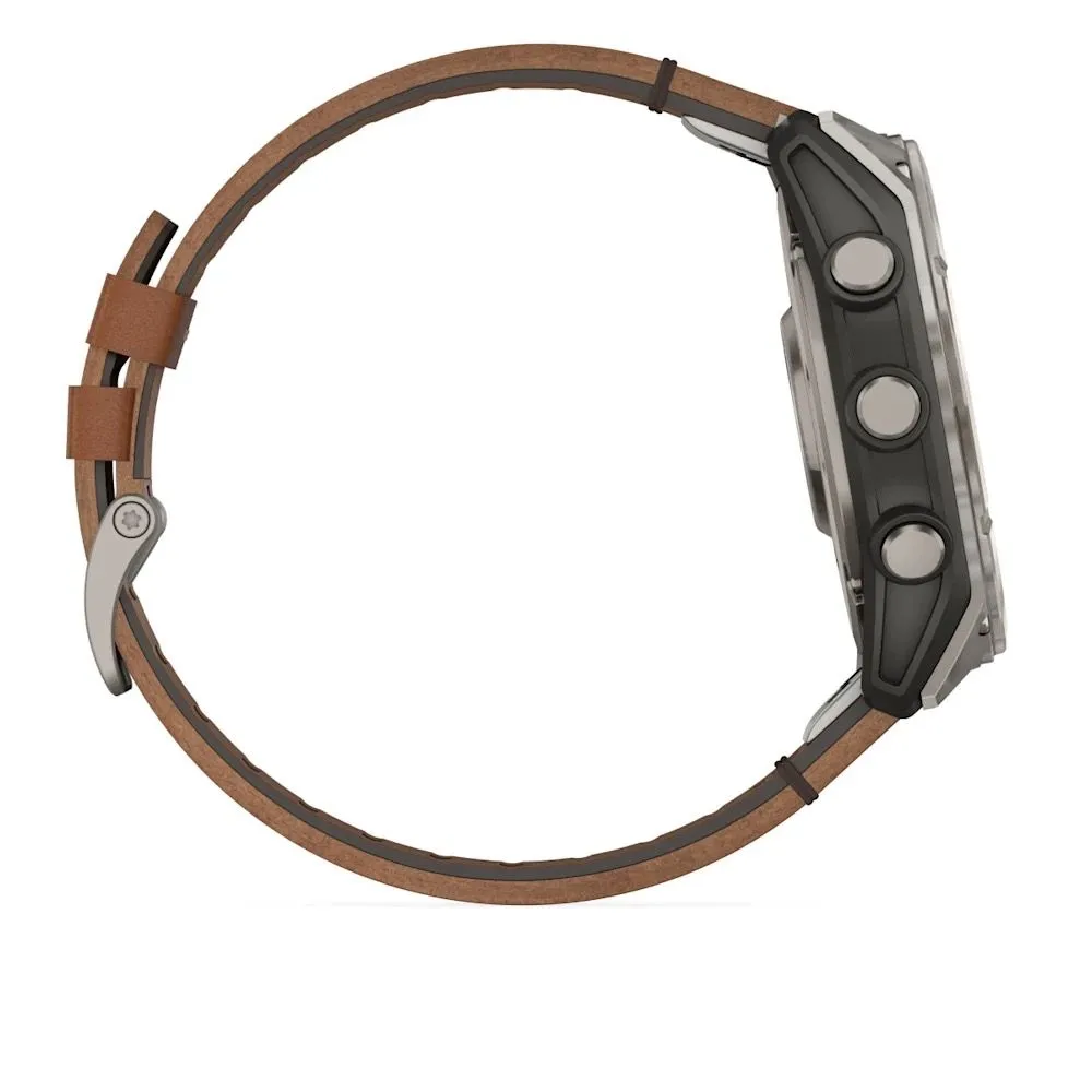 Часы Garmin Fenix 8 - 51 mm AMOLED Sapphire Titanium / Chestnut Leather Band