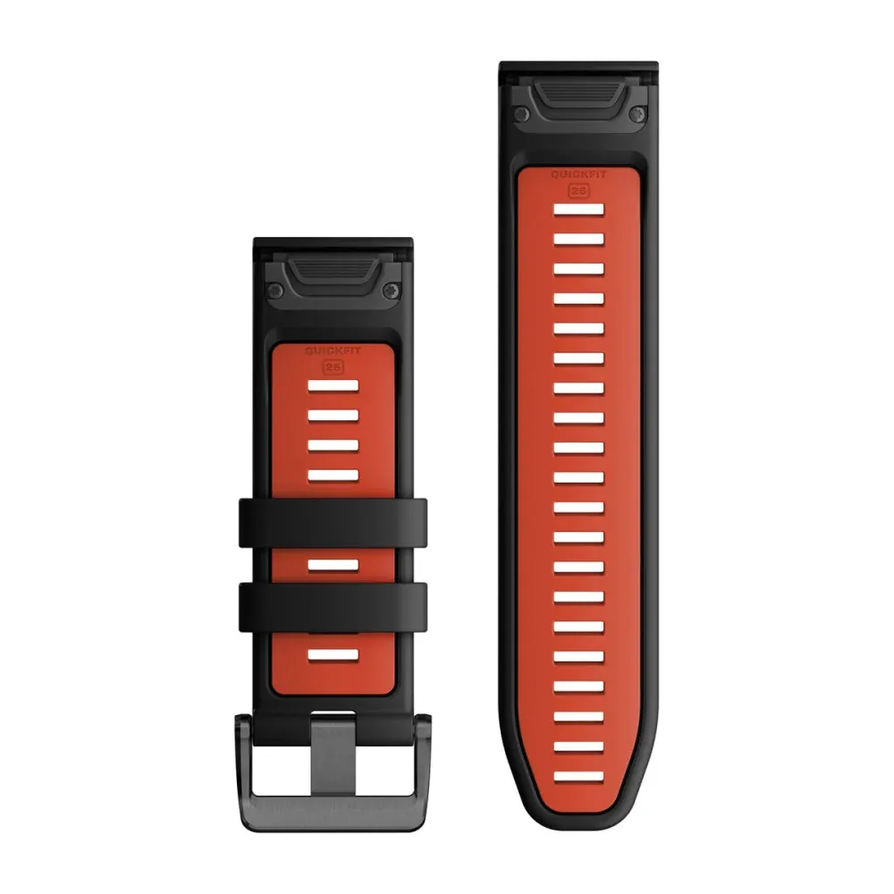 Ремешок Garmin Quickfit 26 Watch Band Black/Flame Red Silicone
