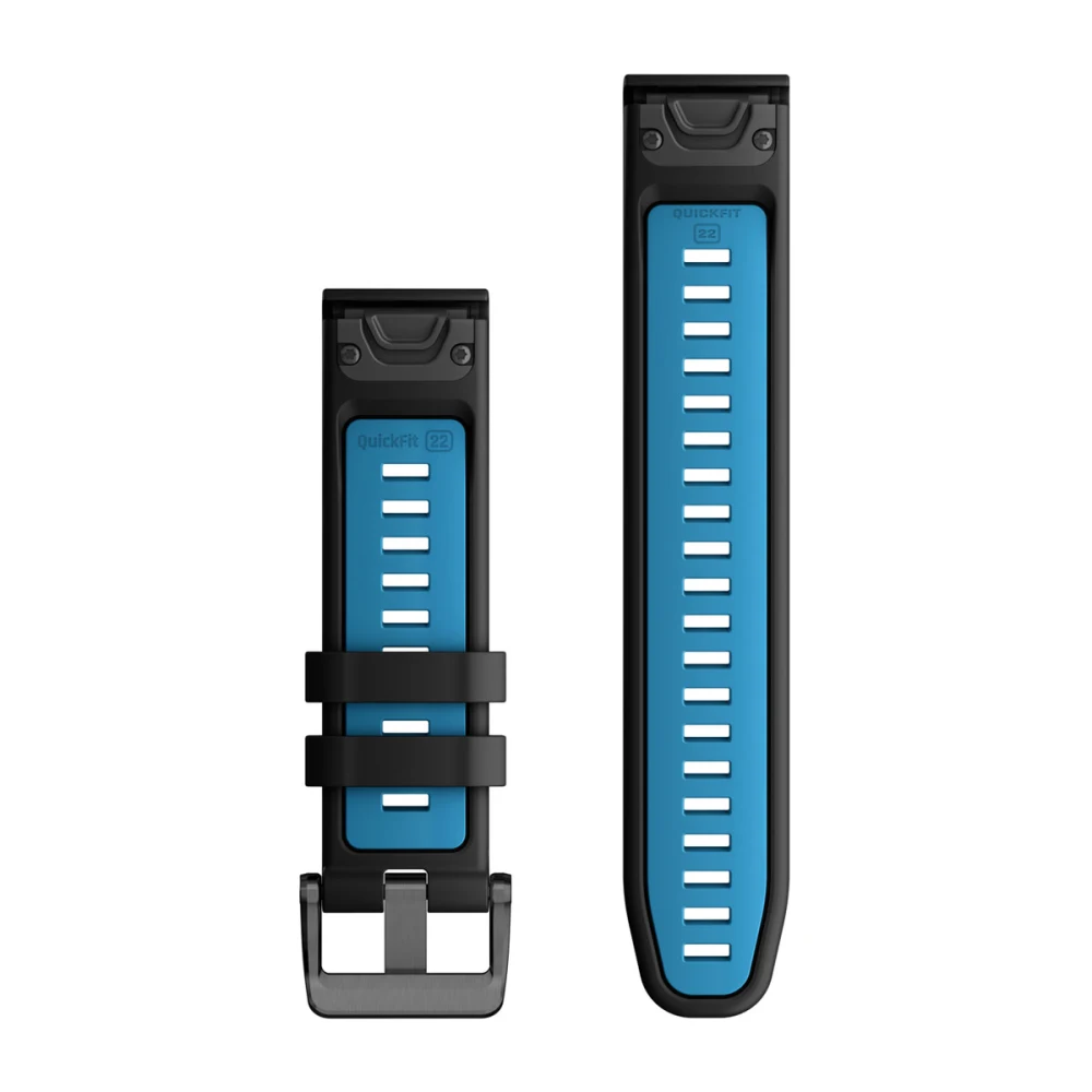 Ремешок Garmin Quickfit 22 Watch Band Black/Cirrus Blue Silicone