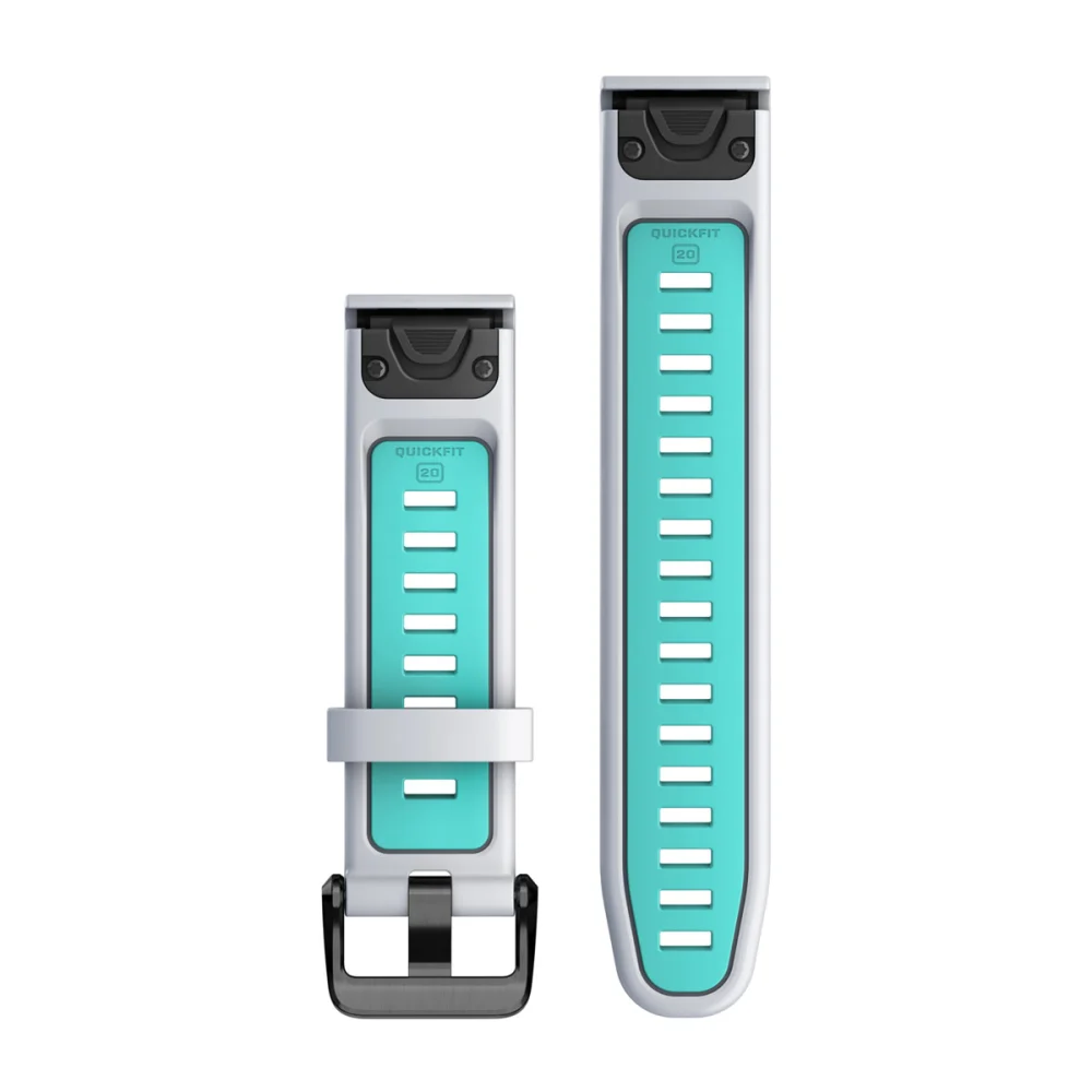 Ремешок Garmin Quickfit 20 Watch Band Whitestone/Aqua Silicone